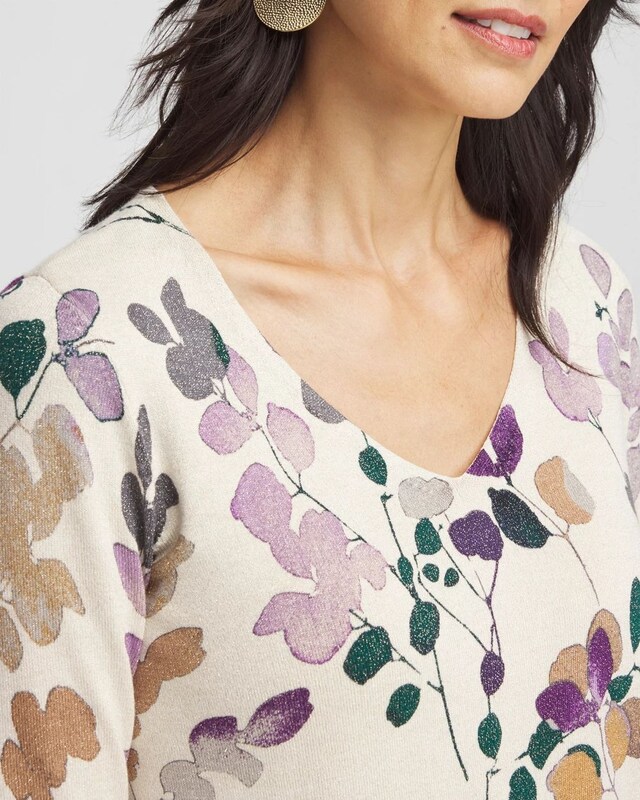 Floral V-Neck Pullover Sweater - image 4